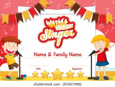 ilustración de certificado de cantante más grande del mundo