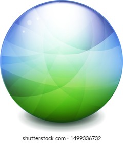 World Green And Blue Ball With Gradient Mesh, Vector Illustration