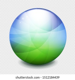 World Green And Blue Ball Transparent Background With Gradient Mesh, Vector Illustration