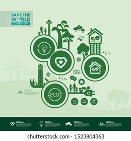 World Green Ecology vector illustration.