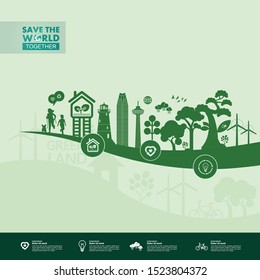 World Green Ecology vector illustration.