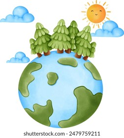 The world is green and the forests are green on a bright day.