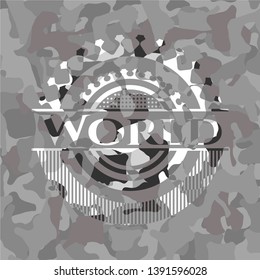 World grey camo emblem. Vector Illustration.