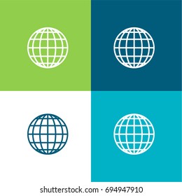 World grid green and blue material color minimal icon or logo design