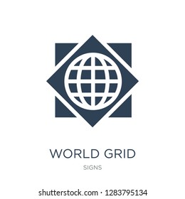 world grid icon vector on white background, world grid trendy filled icons from Signs collection, world grid vector illustration