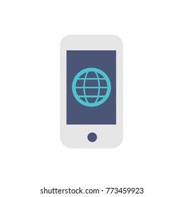 World grid on mobile screen. Vector, illustration.