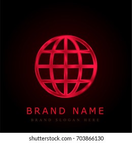 World grid red chromium metallic logo