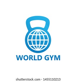 World Gym Logo Template Design Vector, Emblem, Design Concept, Creative Symbol, Icon