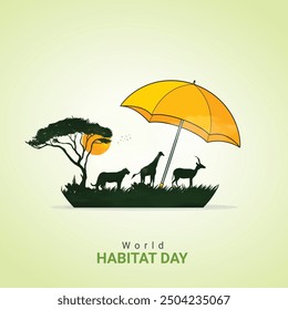 world habitat day, World habitat ads, design for social media banner poster, vector, 3d illustration.