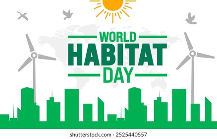 World Habitat Day background or banner design template is observed every year in October. Holiday concept. Template for card, poster, placard, template. eps 10