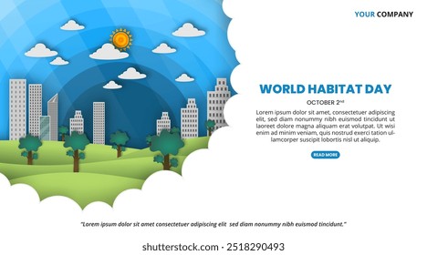 World Habitat Day background with cutting paper style