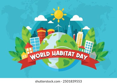 World Habitat Day Background Vector Eco-Friendly and Nature-Inspired Design