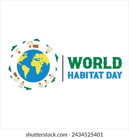 World habitat day concept on paper cut circle shape background,vector illustration
