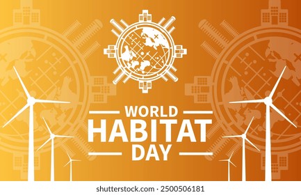 World Habitat Day. Holidays  green Planet Earth. Template for background, banner, card, poster with text inscription.Human habitat vector. Habitat Day Poster, first Monday of October. Important day


