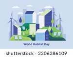 World habitat day illustration. Vector world habitat day graphic art illustration for nature lovers.