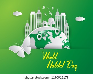 world habitat day illustration world habitat day illustration vector world habitat day paper art illustration vector