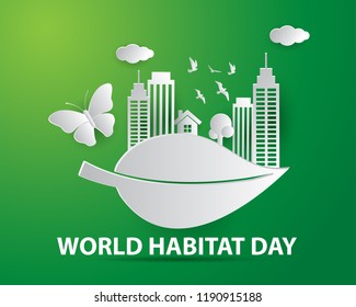 world habitat day illustration world habitat day illustration vector world habitat day paper art illustration vector