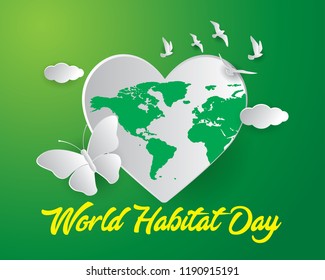 world habitat day illustration world habitat day illustration vector world habitat day paper art illustration vector