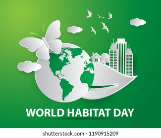 world habitat day illustration world habitat day illustration vector world habitat day paper art illustration vector