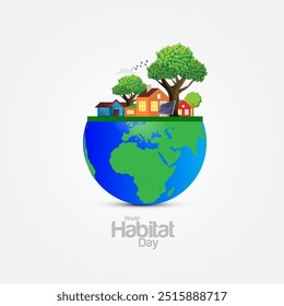 World Habitat Day. Habitat Day Logo Banner Poster Social Media Post Web Content Banner Design Concept Idea vector illustration.