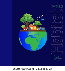 World Habitat Day. Habitat Day Logo Banner Poster Social Media Post Web Content Banner Design Concept Idea vector illustration.