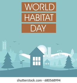 World Habitat Day, October. City landscape conceptual illustration vector.
