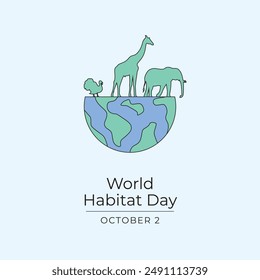 World Habitat Day vector design template good for celebration template. World Habitat Day design. Continuous line drawing. eps 10.