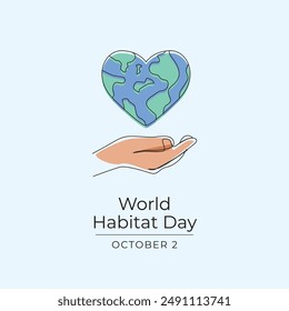 World Habitat Day vector design template good for celebration template. World Habitat Day design. Continuous line drawing. eps 10.