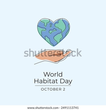 World Habitat Day vector design template good for celebration template. World Habitat Day design. Continuous line drawing. eps 10.