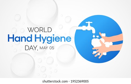 Der Welt-Hand-Hygiene-Tag wird jedes Jahr am 5. Mai beobachtet, der Tag mobilisiert Menschen auf der ganzen Welt, um die Einhaltung der Handreinigung in den Gesundheitseinrichtungen zu verbessern. Vektorgrafik.