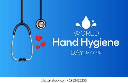 Der Welt-Hand-Hygiene-Tag wird jedes Jahr am 5. Mai beobachtet, der Tag mobilisiert Menschen auf der ganzen Welt, um die Einhaltung der Handreinigung in den Gesundheitseinrichtungen zu verbessern. Vektorgrafik.