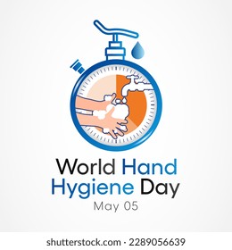 Der Welt-Hand-Hygiene-Tag wird jedes Jahr am 5. Mai beobachtet, der Tag mobilisiert Menschen auf der ganzen Welt, um die Einhaltung der Handreinigung in den Gesundheitseinrichtungen zu verbessern. Vektorgrafik.