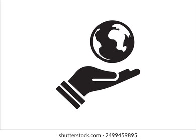 World In Hand Icon Vector Illustration