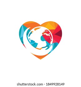 Logo de la mano del mundo. Guardar el diseño del logo del mundo. Concepto del logotipo de cuidado global.