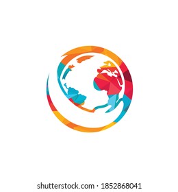 World hand logo. Save world logo design. Global care logo concept.
