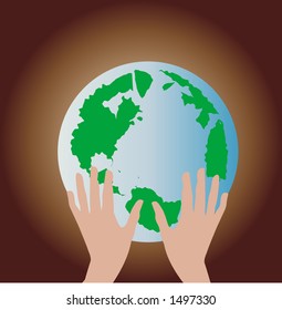 world in hands illustration