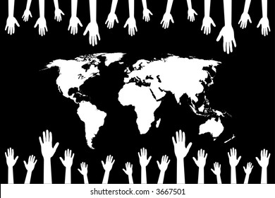 WORLD AND HANDS (vector)