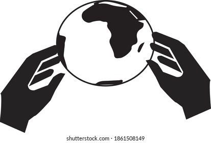 world in hands vector art good for design