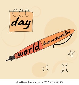 World Handwriting Day. Pen and notepad. EPS10 flat vector illustration.