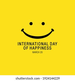 World Happiness Day Card Design With Smile Icon On Yellow Background.