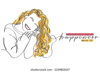 World happiness day is celebrated every year on 20th of March. Its day to be happy and count your blessings that are countless. Be thankful and grateful. Positive psychology concept. Self help art.