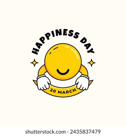world happiness day illustration with groovy style