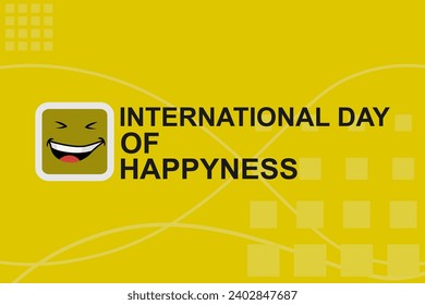 World Happiness Day with Smiling Face Flat Cartoon Background Templates.vector  Illustration