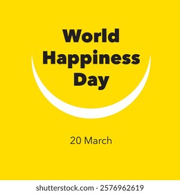 World Happiness Day Vector Template on yellow background.