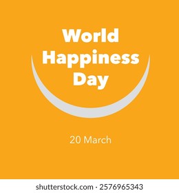 World Happiness Day Vector Template on orange background.