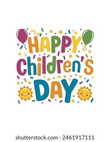 World happy children's day Celebrations background t-shirt design Illustrations typography lettering vector, poster, kids plying, t-shirt, Earth illustration, Toys, family, Children day.