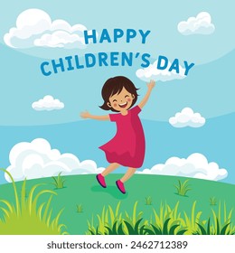 World happy children's day Celebrations background design vector illustration. Happy Children's Day November 20.. poster, kids plying, family, Children day. Suitable for banners, social media.