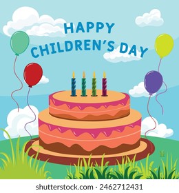 World happy children's day Celebrations background design vector illustration. Happy Children's Day November 20.. poster, kids plying, family, Children day. Suitable for banners, social media.