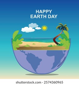 World Happy earth day banner natural environment globe Ecology set Vector illustration design.