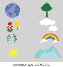 World Happy earth day set Vector illustration design. Natural globe Ecology and environment conservation concept.